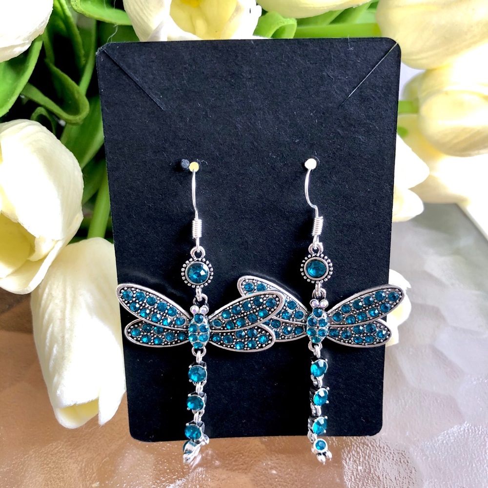 Rhinestone Dragonfly dangle earrings